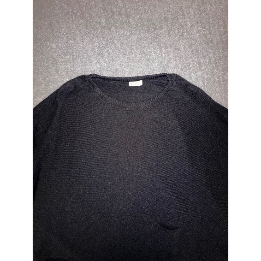 Mersea Black Oversized Boxy Knit Sweater Crew Neck Pocket Detail Womens One Size